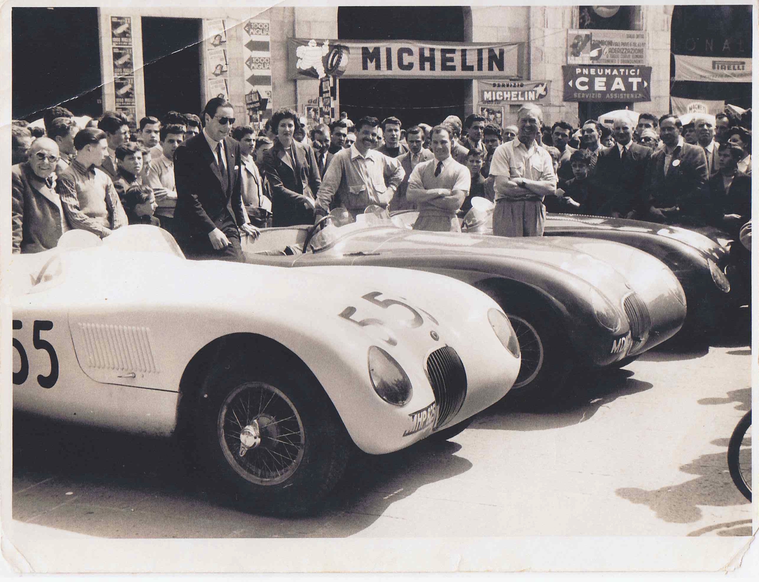 Len Hayden, Tony Rolt & Sterling Moss - 1953 Mille Miglia